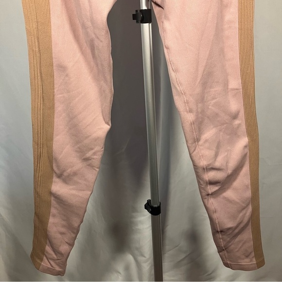 Ryka Pink and Tan High-Waisted, ribbed, seamless compression leggings, XL - Picture 3 of 7